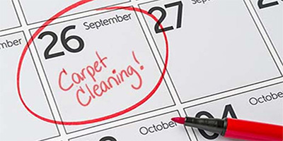 calendar with carpet cleaning appointment